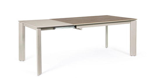 Masa extensibila din ceramica, MDF si metal Briva Small Gri / Grej, L140-200xl90xH76 cm