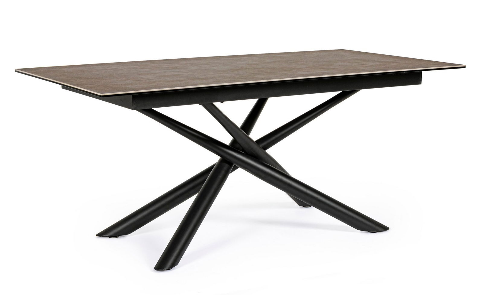 Masa extensibila din ceramica, sticla si metal Grej / Negru, L180xl90xH76 cm