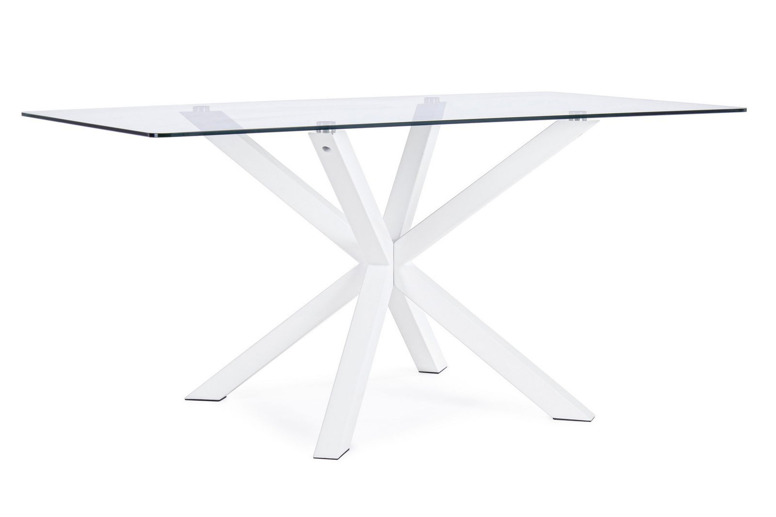 Masa din sticla si metal May Rectangular Transparent / Alb, L160xl90xH76 cm