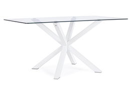 Masa din sticla si metal May Rectangular Transparent / Alb, L160xl90xH76 cm