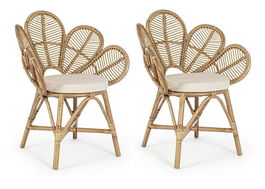Set 2 scaune din ratan Flores Natural, l77xA62xH93 cm