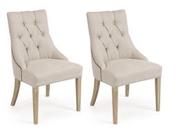 Set 2 scaune tapitate cu stofa si picioare din lemn Cally Bej / Natural, l51xA61xH90 cm