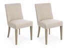 Set 2 scaune tapitate cu stofa si picioare din lemn Beatriz Bej / Natural, l48xA57xH88 cm