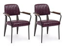 Set 2 scaune tapitate cu piele ecologica si picioare metalice Nelly Plus Bordeaux / Negru l60xA63xH84 cm
