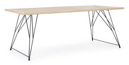 Masa din lemn de cauciuc si metal District Stejar White Wash, L200xl90xH76 cm