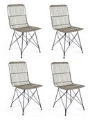 Set 4 scaune din ratan cu picioare metalice Lucila Gri, l45xA55xH85 cm