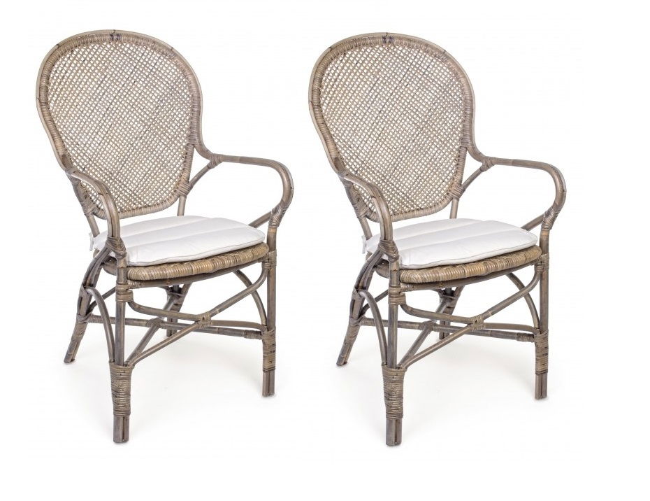 Set 2 scaune din ratan Edelina W Natural, l55xA62xH96 cm