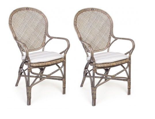 Set 2 scaune din ratan Edelina W Natural, l55xA62xH96 cm