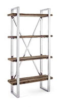 Biblioteca din lemn reciclat si metal, Stanton Natural / Crom, l90xA35xH180 cm
