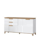Comoda din pal, cu 3 sertare si 2 usi, Brio K23 Alb / Nuc Pacific, l180xA46xH94 cm