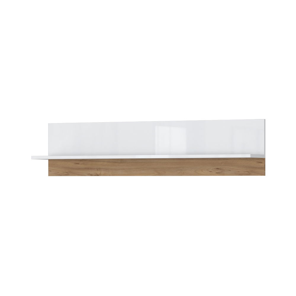 Etajera suspendata din pal, Brio VP Alb / Nuc Pacific, l140xA22xH32 cm