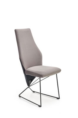 Scaun tapitat cu stofa si picioare metalice, Kai-485 Velvet Gri / Negru, l44xA63xH96 cm