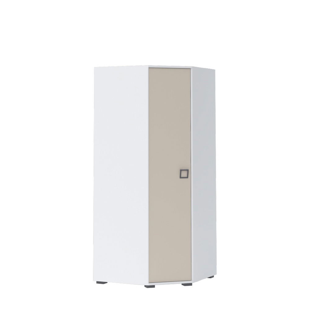Dulap de colt din pal cu 1 usa, pentru copii, Kiki GUG Small Alb, l86xA86xH198 cm