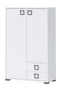 Cabinet din pal cu 2 sertare si 2 usi, pentru copii, Kiki K22 Large Alb, l86xA37xH134 cm