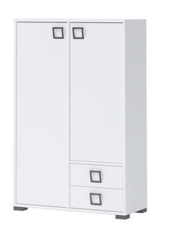 Cabinet din pal cu 2 sertare si 2 usi, pentru copii, Kiki K22 Large Alb, l86xA37xH134 cm