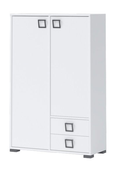 Cabinet din pal cu 2 sertare si 2 usi, pentru copii, Kiki K22 Large Alb, l86xA37xH134 cm