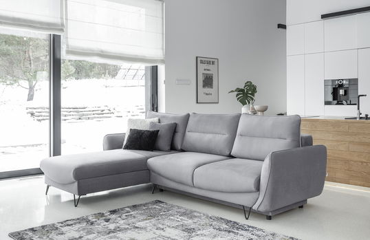 Coltar Extensibil Silvio cu Lada de Depozitare, Sezlong pe Stanga, l276xA201xH100 cm