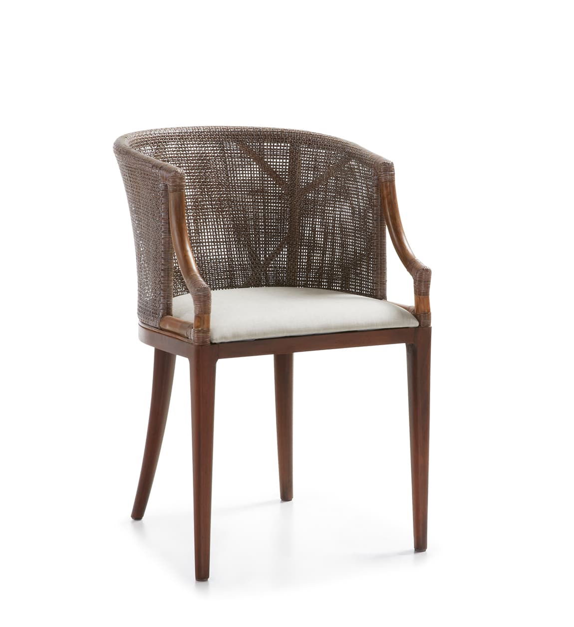 Scaun din ratan si lemn, cu sezut tapitat cu stofa, Fox Luxor Natural, l55xA58xH80 cm