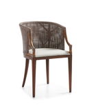 Scaun din ratan si lemn, cu sezut tapitat cu stofa, Fox Luxor Natural, l55xA58xH80 cm