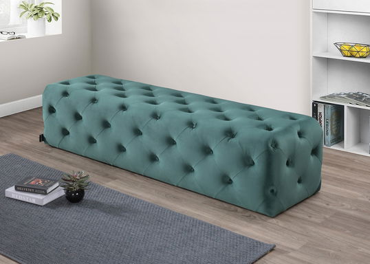 Banca tapitata cu stofa Casia L Velvet Verde, l182,5xA49xH41,5 cm