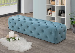 Banca tapitata cu stofa Casia L Velvet Teal, l182,5xA49xH41,5 cm