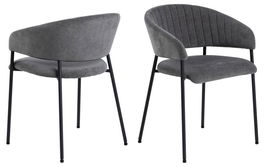 Set 2 scaune tapitat cu stofa si picioare metalice, Ann Gri inchis / Negru, l54,5xA54xH77,5 cm