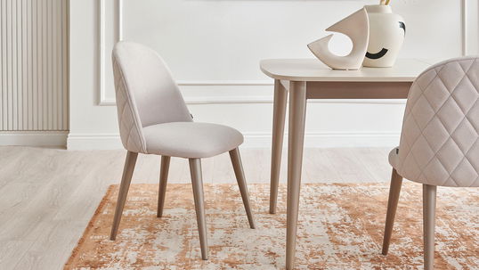 Scaun tapitat cu piele ecologica, Nicole Crem / Grej, l49,5xA60xH88 cm