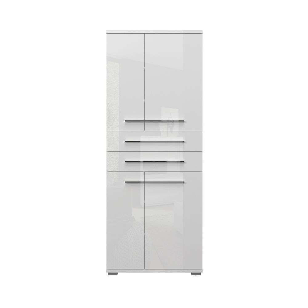 Dulap hol din pal, cu 2 usi si 2 sertare, Piano V42 Large Alb, l76xA36xH194 cm