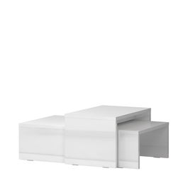 Set 2 mese de cafea din pal si MDF, Piano Alb, L102xl60xH28,3 cm / L67xl43xH38,3 cm