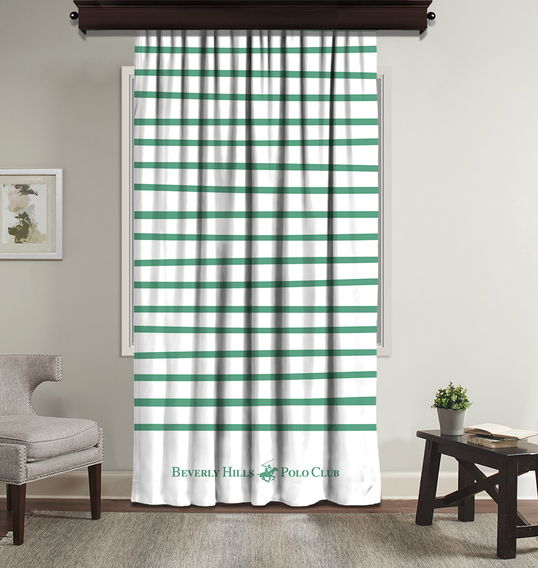 Draperie Beverly Hills Polo Club Crt 05-2 Alb / Verde, 140 x 260 cm