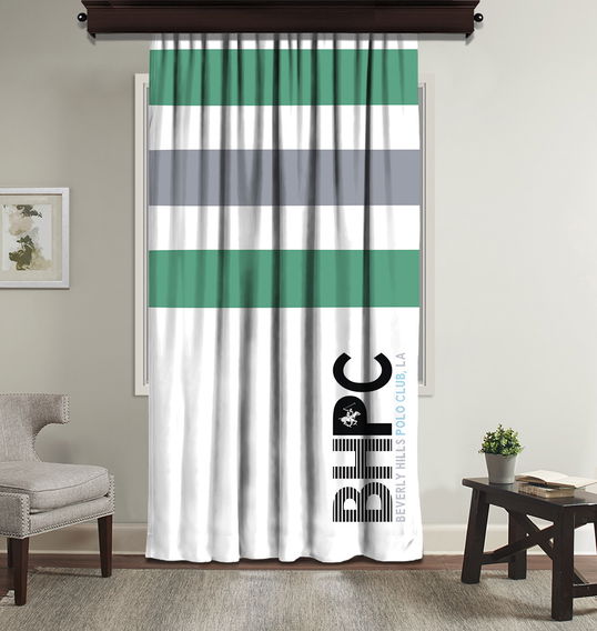 Draperie Beverly Hills Polo Club Crt 07-2 Verde / Alb / Gri, 140 x 260 cm