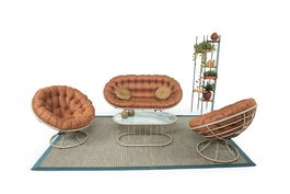 Set mobilier gradina / terasa Tulipa Cappuccino, 2 fotolii + canapea 2 locuri + masa de cafea