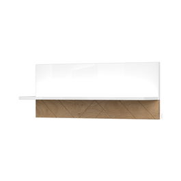 Etajera suspendata din pal si MDF, Avis VP90/AV Small Alb / Nuc Pacific, l90xA21xH35 cm