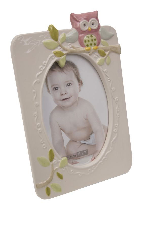 Rama foto decorativa, din portelan Owl Bej, 15,8 x 23,9 cm