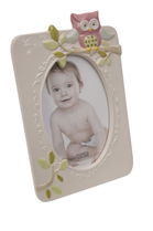 Rama foto decorativa, din portelan Owl Bej, 15,8 x 23,9 cm