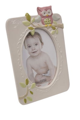 Rama foto decorativa, din portelan Owl Bej, 15,8 x 23,9 cm