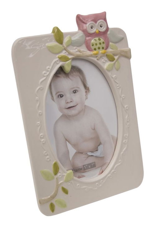 Rama foto decorativa, din portelan Owl Bej, 15,8 x 23,9 cm