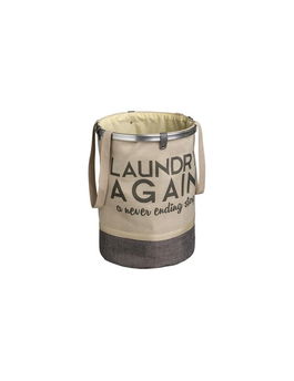 Cos pentru rufe cu manere, Laundry Again Crem / Maro, Ø37xH50 cm