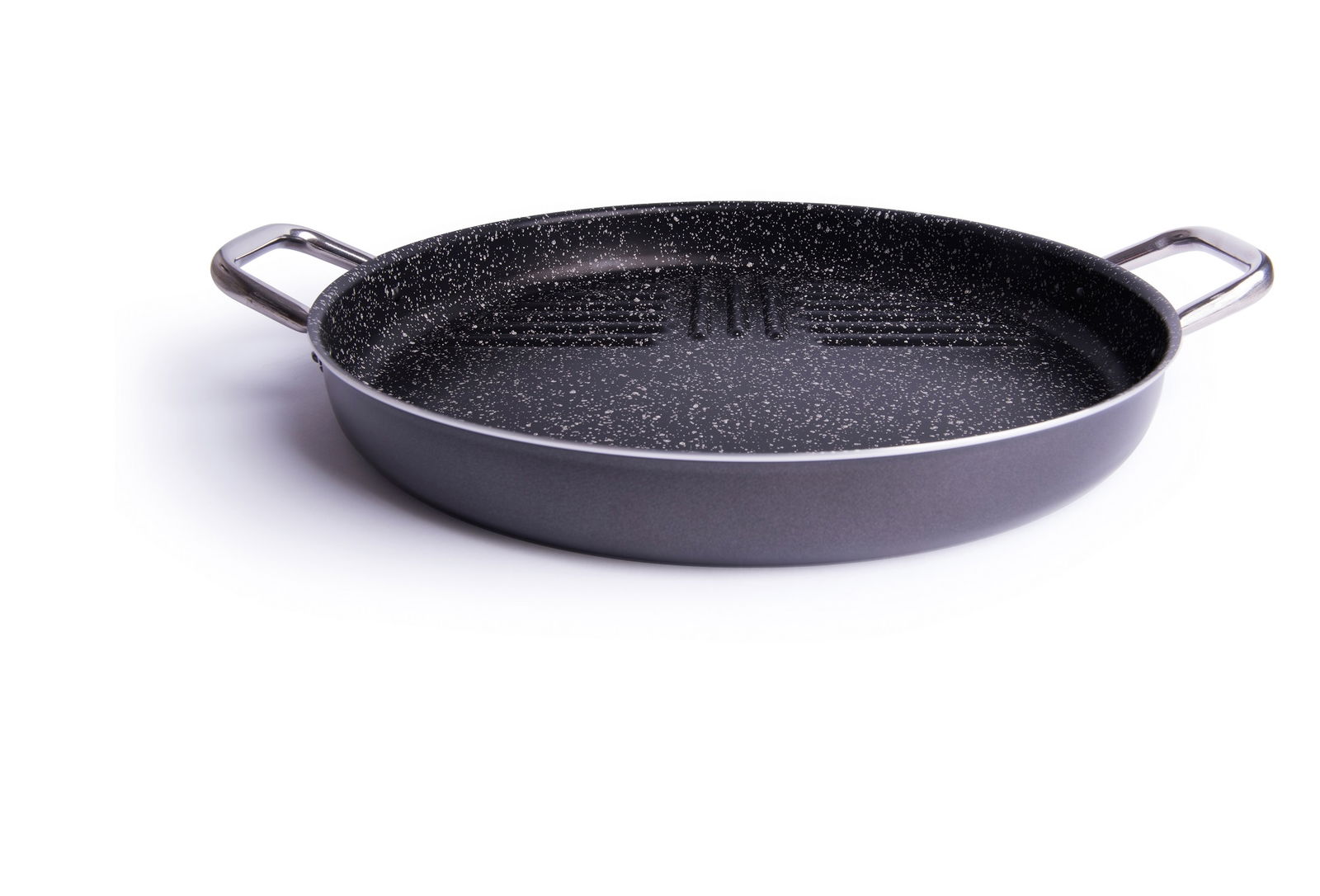 Tigaie grill din aluminiu cu invelis antiaderent, Ø36 cm, Rock Cook Negru