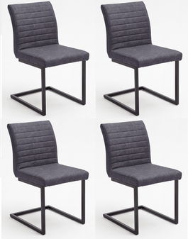 Set 4 scaune tapitate cu piele ecologica si picioare metalice, Kian A Gri / Negru, l47xA63xH86 cm