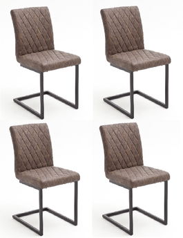 Set 4 scaune tapitate cu piele ecologica si picioare metalice, Kian B Maro / Negru, l47xA63xH86 cm