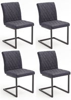 Set 4 scaune tapitate cu piele ecologica si picioare metalice, Kian B Gri / Negru, l47xA63xH86 cm