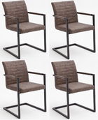 Set 4 scaune tapitate cu piele ecologica si picioare metalice, Kian A Plus, Maro / Negru, l54xA63xH86 cm