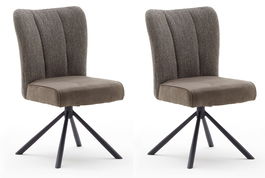 Set 2 scaune rotative tapitate cu stofa si picioare metalice, Santiago B, Cappucino / Negru, l53xA64xH91 cm