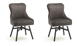 Set 2 scaune rotative tapitate cu stofa si picioare metalice, Sheffield A Round, Cappucino / Negru, l53xA64xH88 cm