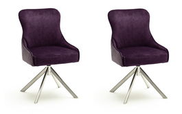 Set 2 scaune rotative tapitate cu stofa si picioare metalice, Sheffield A Oval, Burgundy / Crom, l53xA64xH88 cm