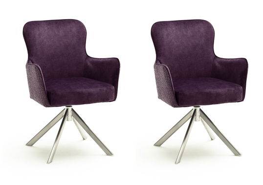 Set 2 scaune rotative tapitate cu stofa si picioare metalice, Sheffield B Oval, Burgundy / Crom, l62xA64xH88 cm