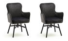 Set 2 scaune rotative tapitate cu stofa si picioare metalice, Sheffield B Round, Antracit / Negru, l62xA64xH88 cm