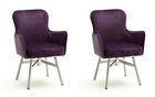 Set 2 scaune rotative tapitate cu stofa si picioare metalice, Sheffield B Round, Burgundy / Crom, l62xA64xH88 cm