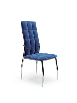 Scaun tapitat cu stofa si picioare metalice, Kai-416 Velvet Albastru Inchis / Crom, l43xA54xH101 cm